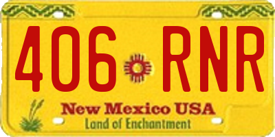 NM license plate 406RNR