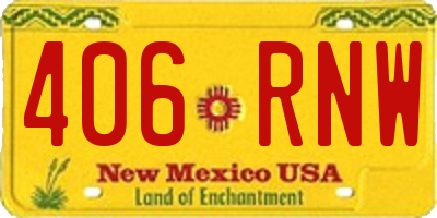 NM license plate 406RNW