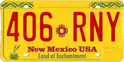 NM license plate 406RNY