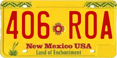 NM license plate 406ROA