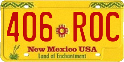 NM license plate 406ROC