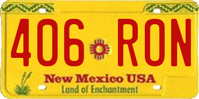 NM license plate 406RON