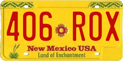NM license plate 406ROX