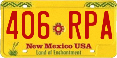 NM license plate 406RPA