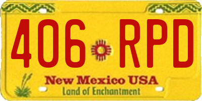 NM license plate 406RPD
