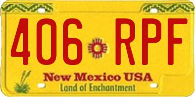 NM license plate 406RPF
