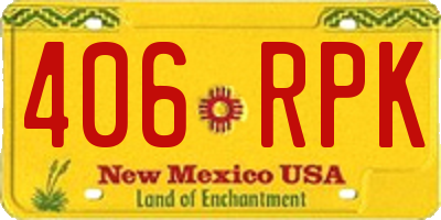 NM license plate 406RPK