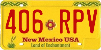 NM license plate 406RPV