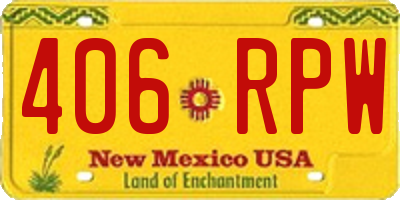 NM license plate 406RPW