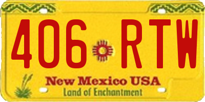 NM license plate 406RTW