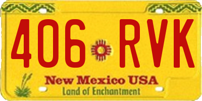 NM license plate 406RVK