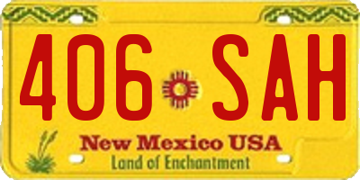 NM license plate 406SAH