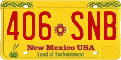 NM license plate 406SNB