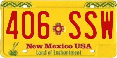 NM license plate 406SSW