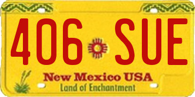 NM license plate 406SUE