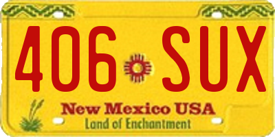 NM license plate 406SUX