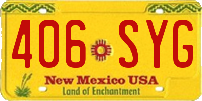 NM license plate 406SYG