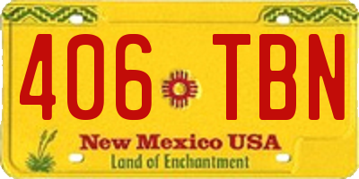 NM license plate 406TBN
