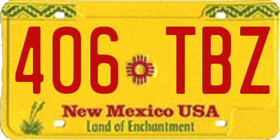 NM license plate 406TBZ