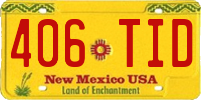 NM license plate 406TID