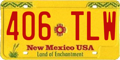 NM license plate 406TLW