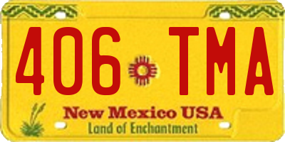 NM license plate 406TMA