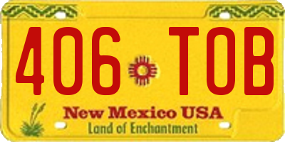 NM license plate 406TOB