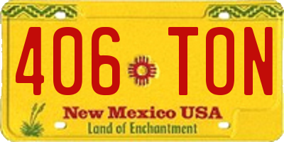 NM license plate 406TON