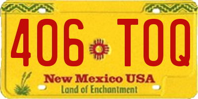 NM license plate 406TOQ