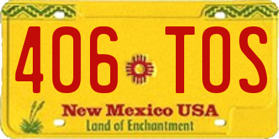 NM license plate 406TOS