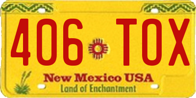 NM license plate 406TOX