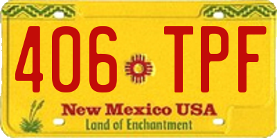 NM license plate 406TPF