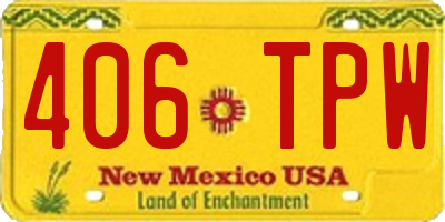 NM license plate 406TPW