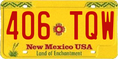NM license plate 406TQW