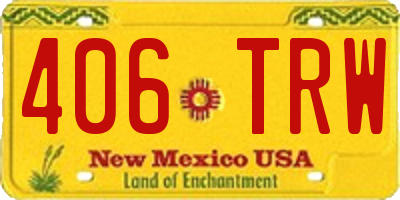 NM license plate 406TRW