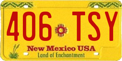 NM license plate 406TSY