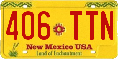 NM license plate 406TTN