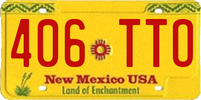 NM license plate 406TTO