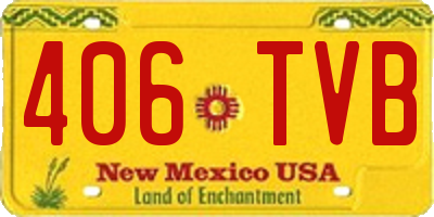 NM license plate 406TVB