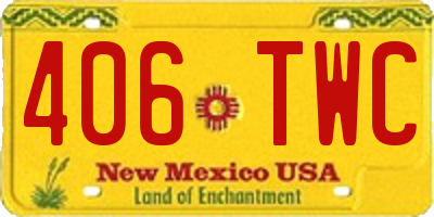 NM license plate 406TWC