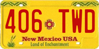 NM license plate 406TWD