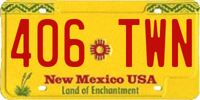 NM license plate 406TWN