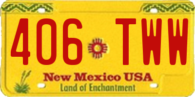 NM license plate 406TWW