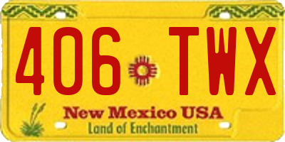 NM license plate 406TWX