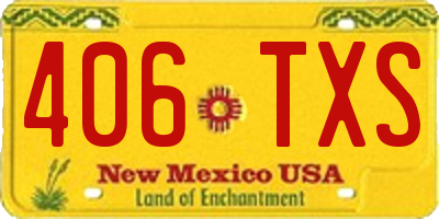 NM license plate 406TXS
