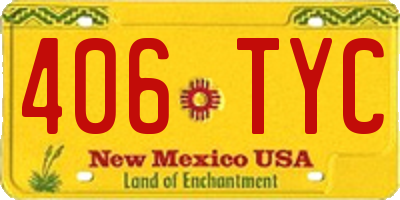 NM license plate 406TYC