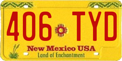 NM license plate 406TYD