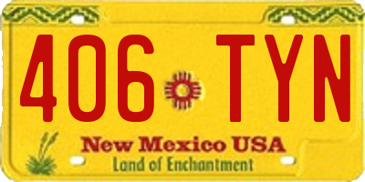 NM license plate 406TYN