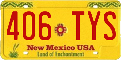 NM license plate 406TYS