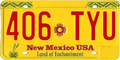 NM license plate 406TYU